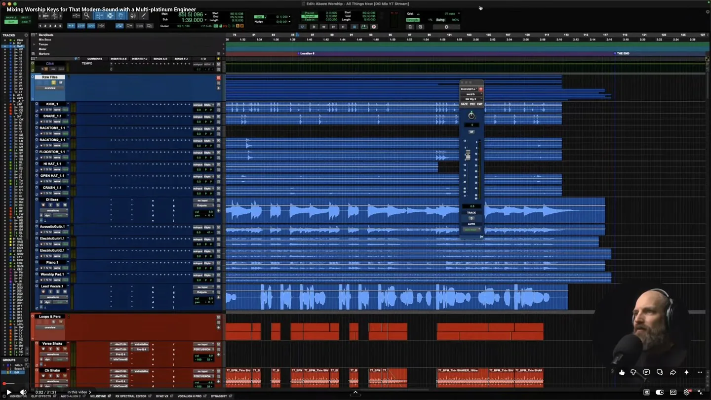 David Glenn mixing live in Pro Tools during a Control Room session